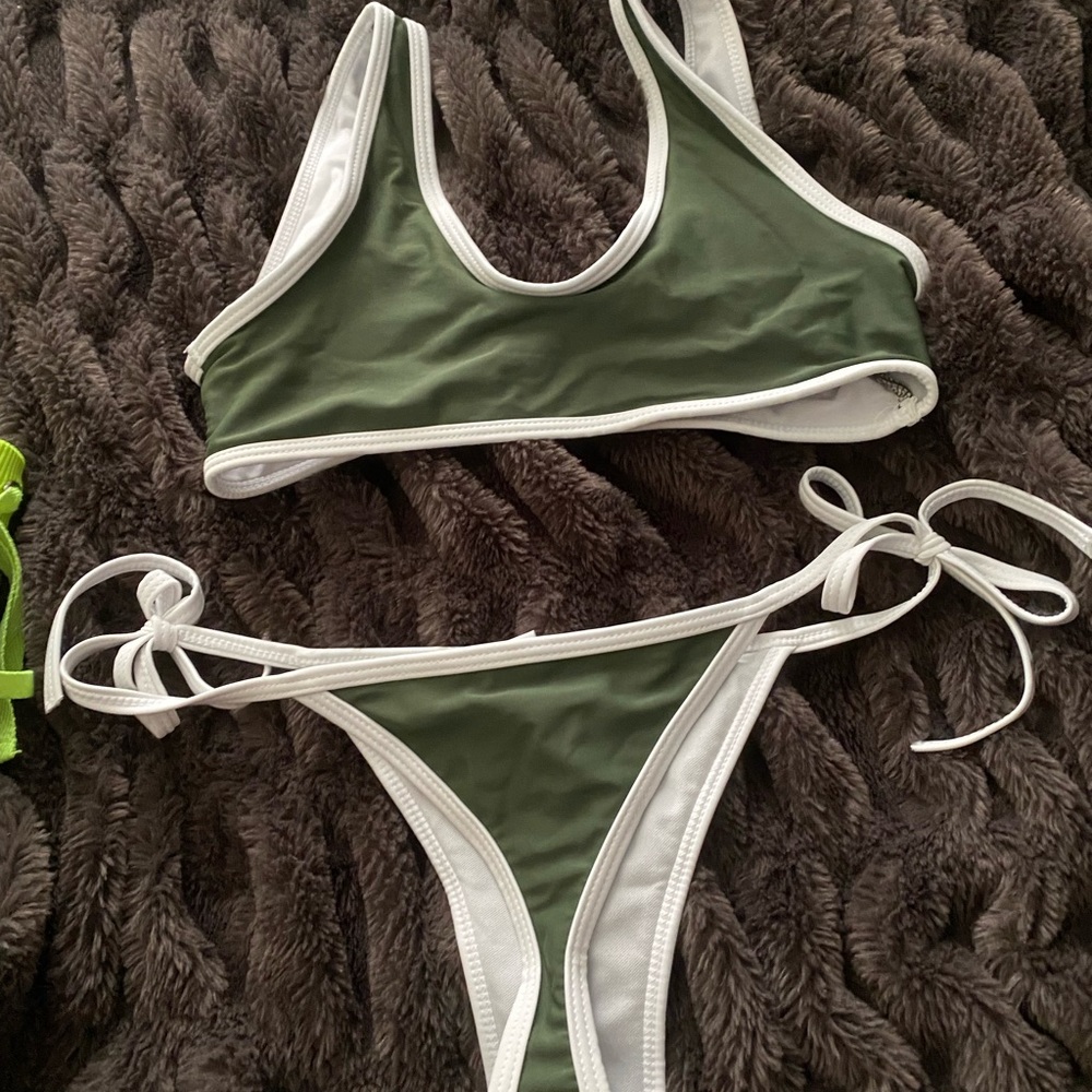 Olive green thong bikini